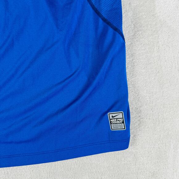 Nike Pro Combat Shirt Men's Large Blue Dri-Fit Compression Activewear Sports - Picture 2 of 11